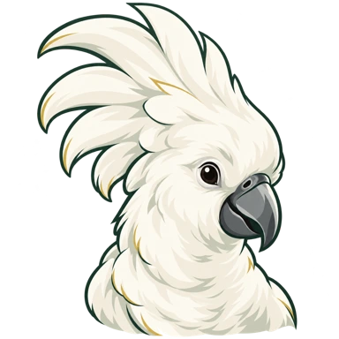 Illustrated portrait of Blue with his white crest raised